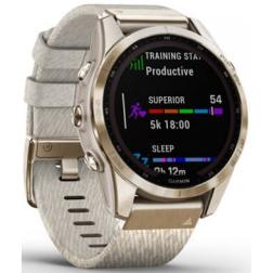 Garmin Fenix 7s Sapphire Solar Cream Gold Titanium / Сream Heathered Nylon Band