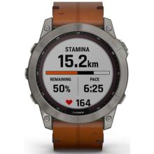 Garmin Fenix 7x Sapphire Solar Titanium / Chestnut Leather Band