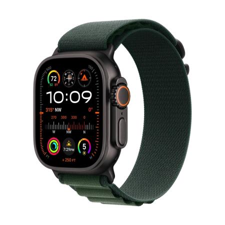 Apple Watch Ultra 2 (2024) 49mm Black Titanium Case with Dark Green Alpine Loop Medium