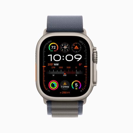 Apple Watch Ultra 2 (2024) 49mm Natural Titanium Case with Navy Alpine Loop Large