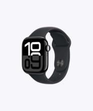 Apple Watch Series 10 46mm Jet Black Aluminum Case with Sport Band, Black