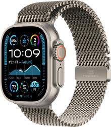 Apple Watch Ultra 2 (2024) 49mm Natural Titanium Case with Black Titanium Milanese Loop Medium