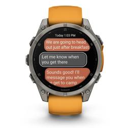 Часы Garmin Fenix 8 47mm Amoled Sapphire Titanium, светло-серый, оранжевый силиконовый ремешок ( 010-02904-11)