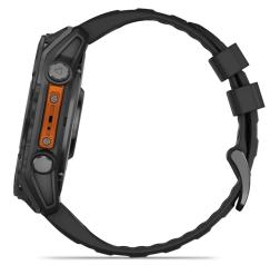 Умные часы Garmin Fenix 8 51 мм AMOLED, серый, черный силиконовый ремешок (010-02905-00)