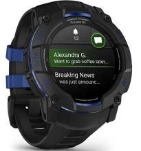 Умные часы Garmin Instinct 3 50 mm Amoled, Black with Black/Bolt Blue Silicone (010-03020-43) HK