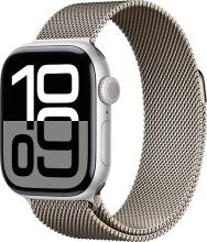 Apple Watch Series 10 46mm Silver Aluminum Case with Milanese Loop, Natural