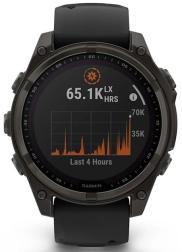 Умные часы Garmin Fenix 8 47mm Solar, Sapphire, титановый угольно-серый DLC с черным ремешком (010-02906-11)